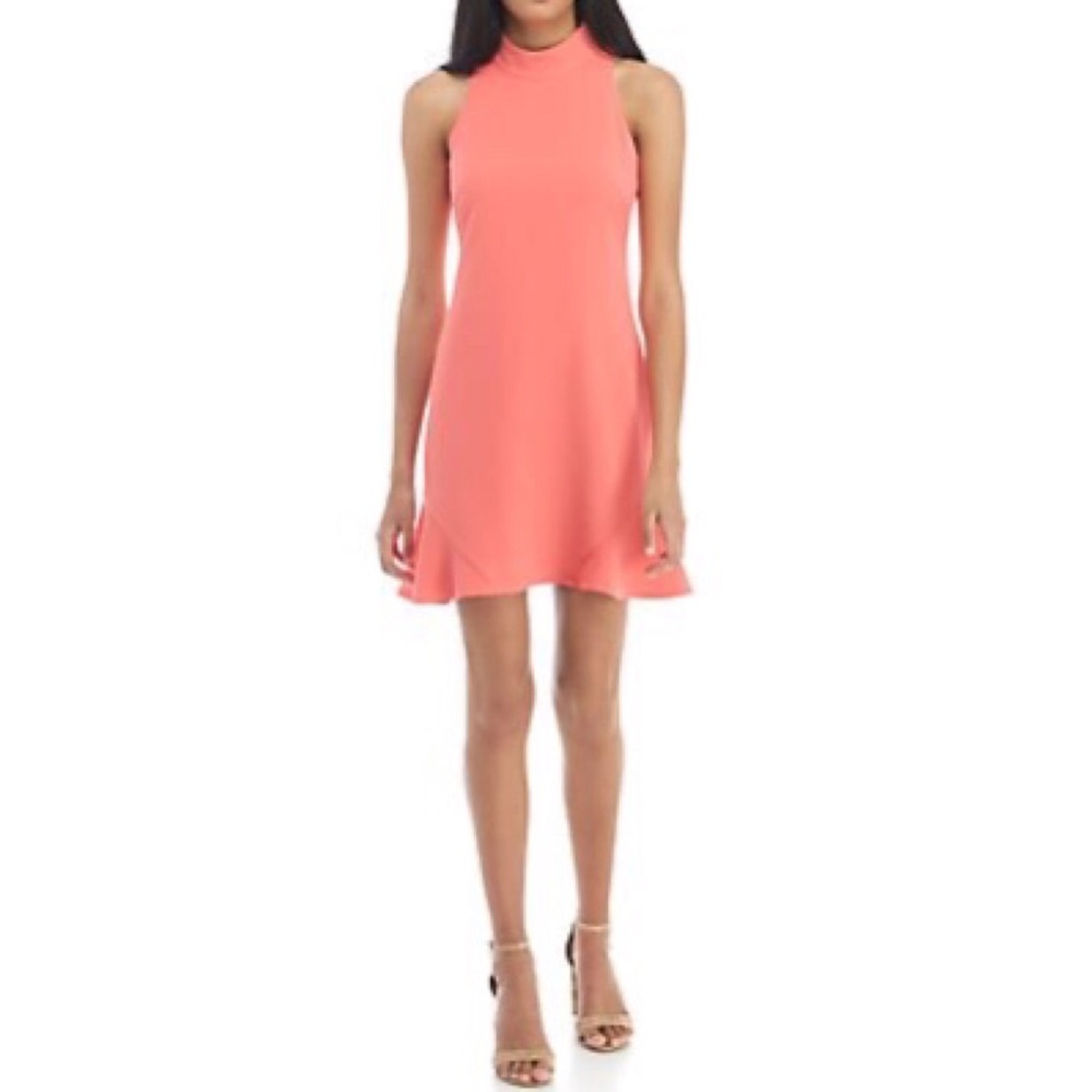 🆕Vince Camuto Crepe Roll Neck Shift Dress -Ruffle